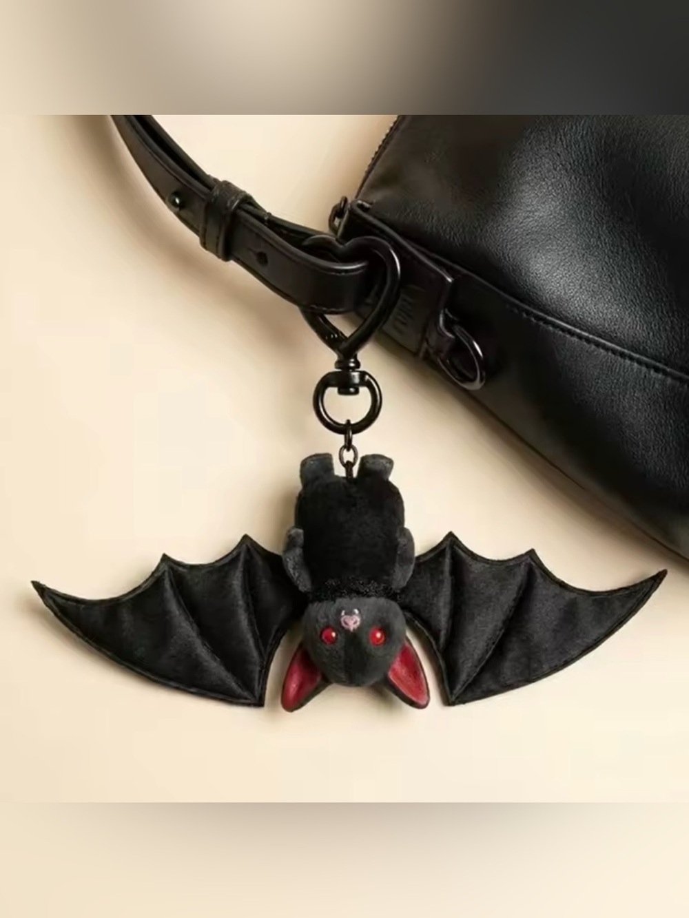 Target Black Plush Bat Keychain with Red Accents